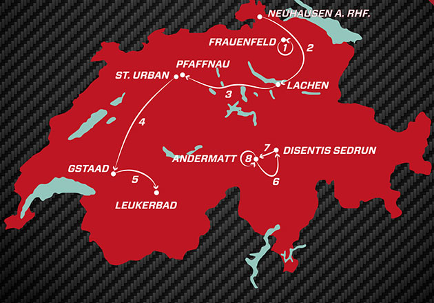 2021 Tour of Switzerland map